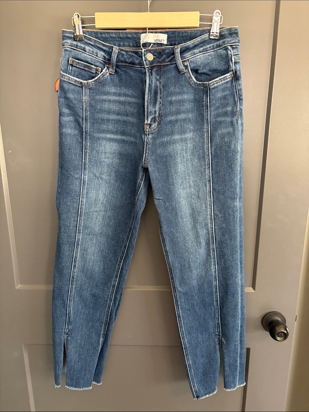 Vervet Blue Slim-Front Seam Women's Jeans super stretch